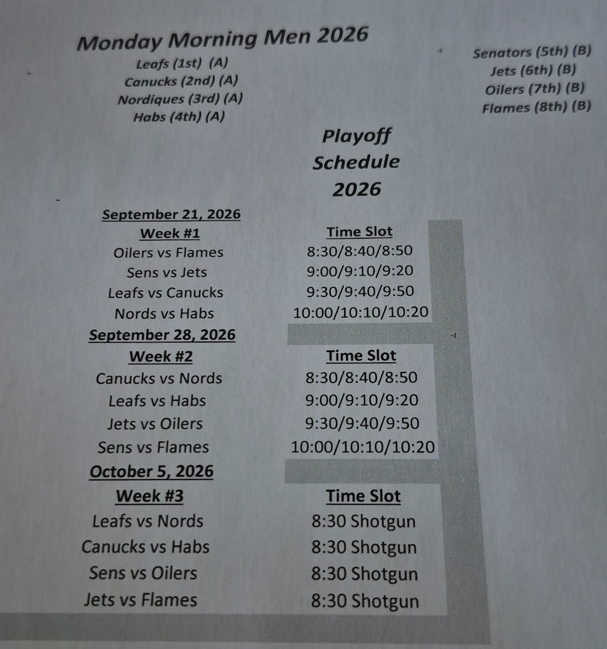 Sr Men's Playoff Schedule 2026